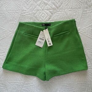 Zara High Waist Vibrant Green Shorts